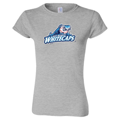 West Michigan Whitecaps Ladies Primary Distressed Logo Grey Tee