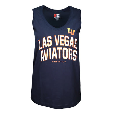 Women's Las Vegas Aviators New Era LV Aviators Text Navy V-Neck Tank