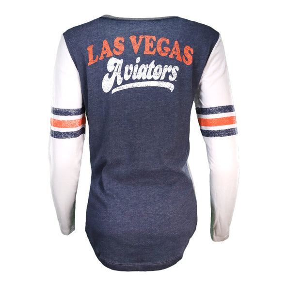 Women's Las Vegas Aviators New Era LV Navy/Gray/White Long Sleeve T-Shirt