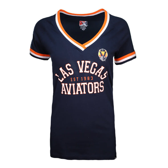 Women's Las Vegas Aviators New Era LVA Est. 1983 Aviator Navy Raglan V-Neck T-Shirt