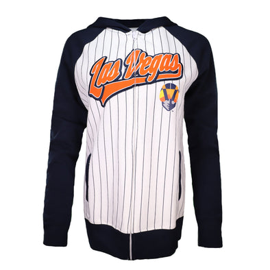 Women's Las Vegas Aviators New Era Las Vegas/Aviator Pinstripe White/Navy Full Zip Hoodie