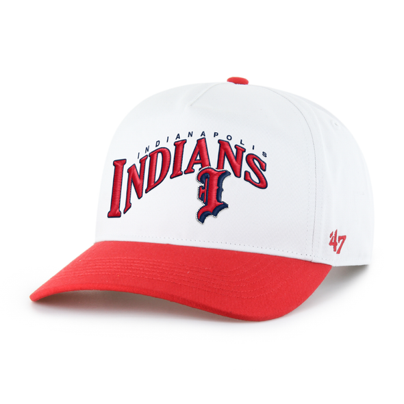 Indianapolis Indians '47 Adult White/Red Batting Practice Wave Hitch Adjustable Snapback Cap
