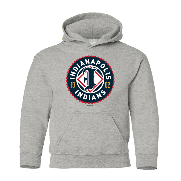 Indianapolis Indians Youth Grey Primary Logo Hoodie