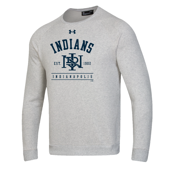 Indianapolis Indians Adult Under Armour Heather Grey Home Cap Rival Fleece Pullover Crewneck Sweatshirt