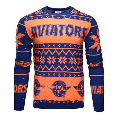 Men's Las Vegas Aviators FOCO Aviators Navy/Orange Ugly Christmas Sweater
