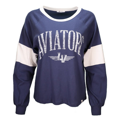 Women's Las Vegas Aviators '47 Brand Aviators Winged LV Upside Navy Long Sleeve T-Shirt