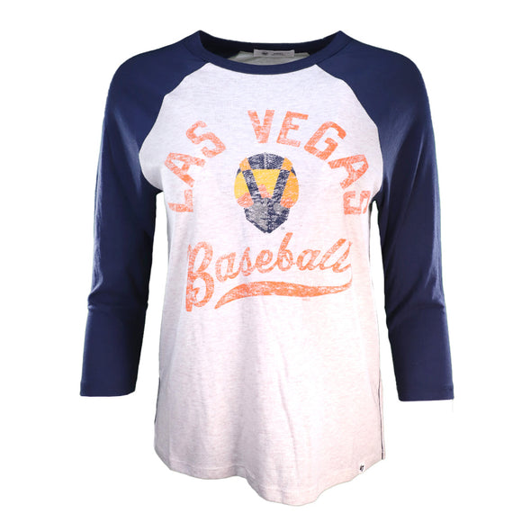 Women's Las Vegas Aviators '47 Brand Las Vegas Baseball Aviator White/Navy 3/4 Sleeve Daze T-Shirt