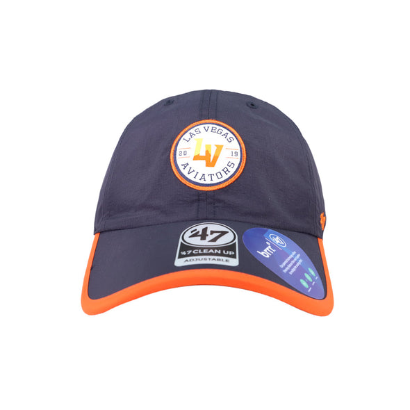 Las Vegas Aviators '47 Brand LV Circle Patch Navy/Orange Microburst Clean Up Velcroback Hat