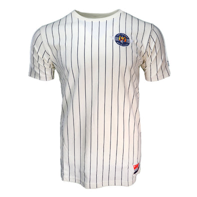 Men's Las Vegas Aviators New Era Retro Logo Pinstripe Cream Short Sleeve T-Shirt