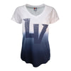 Women's New Era Winged LV White/Navy Dip Dye Short Sleeve T-Shirt