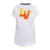 Girls' Las Vegas Aviators New Era Aviators/LV Back Pinstripe White V-Neck T-Shirt