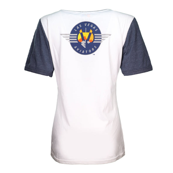 Women's New Era Retro Logo White/Navy Bi-Blend Short Sleeve T-Shirt