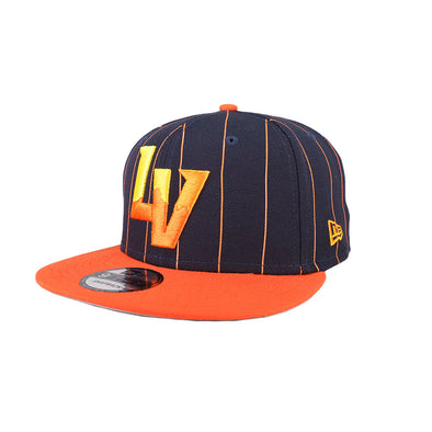 Las Vegas Aviators New Era LV Pinstripe Navy/Orange 9FIFTY Snapback Hat