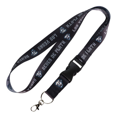 Las Vegas Reyes de Plata Wincraft Skull Team Heather Black/Silver 1" Lanyard with Buckle