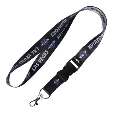 Wincraft Retro Logo Team Heather Black/Silver 1" Lanyard with Buckle