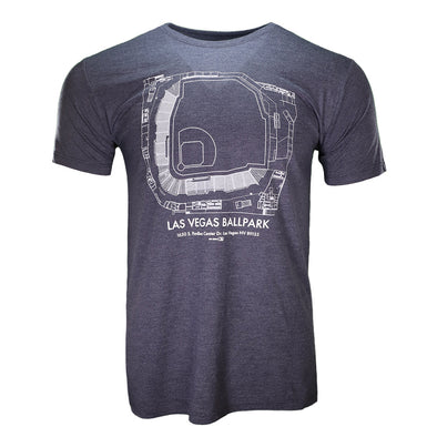 Las Vegas Aviators Delta Apparel Las Vegas Ballpark Diagram Navy Tri-Blend Short Sleeve T-Shirt