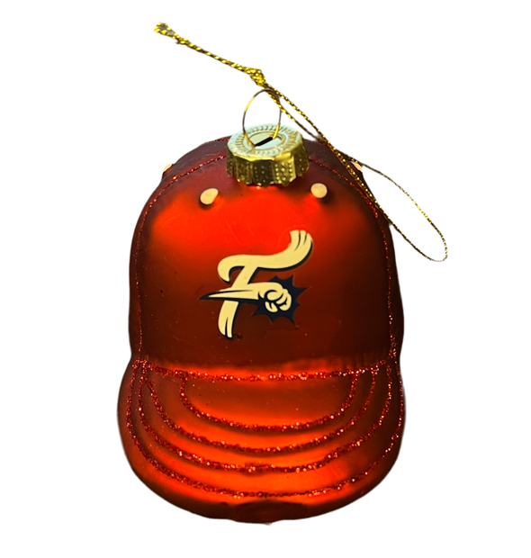 Red F-Fist Baseball Cap Glass Ornament