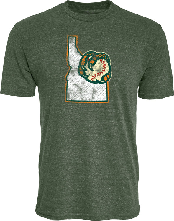 BOISE HAWKS FORE STATE LOGO TEE, FOREST GREEN