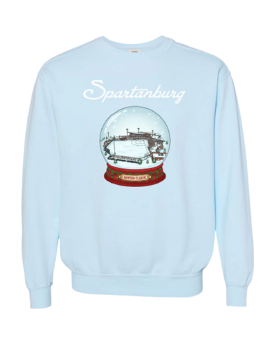 Adult Light Blue Snow Globe Comfort Colors Sweatshirt