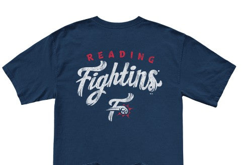 Retro Brand Navy Primary Logo Pocket Tee