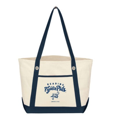 Canvas Cream/Navy Fightin Phils Tote Bag