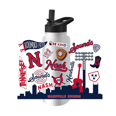 Nashville Sounds Logo Brands 34oz Native Quencher Water Bottle