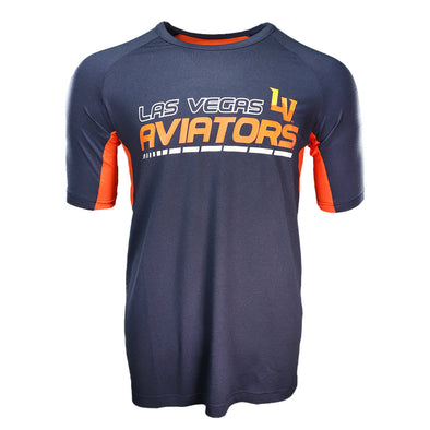 Men's Las Vegas Aviators New Era Aviators LV Razorback Navy/Orange Brushed Heather Short Sleeve T-Shirt