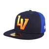 Las Vegas Aviators New Era 3 Panel Multi Hit LV Navy/Blue/Gold 59FIFTY Fitted Hat