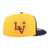 Las Vegas Aviators New Era 3 Panel Multi Hit LV Navy/Blue/Gold 59FIFTY Fitted Hat