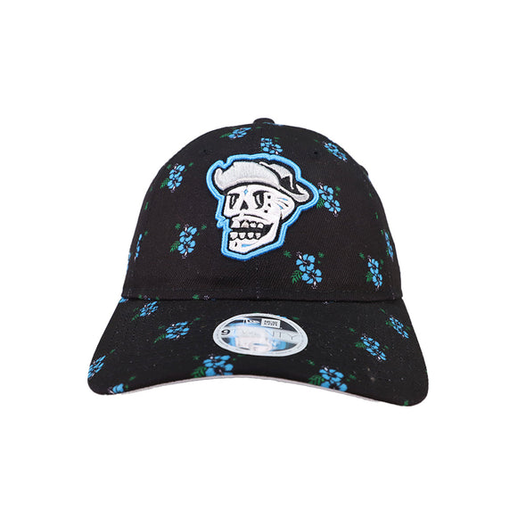 Women's Las Vegas Reyes de Plata New Era Skull Floral Black 9TWENTY Strapback Hat