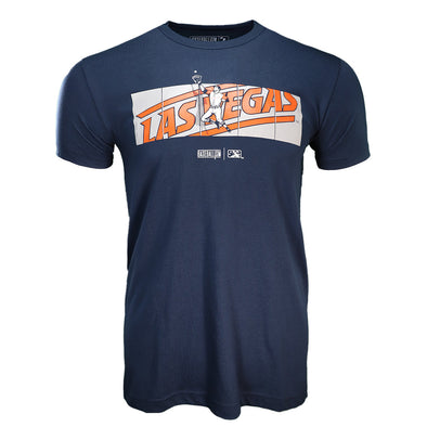 Men's Baseballism Las Vegas Fence Signage Navy Short Sleeve T-Shirt