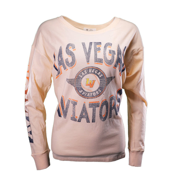 Women's Las Vegas Aviators '47 Brand Primary Logo Seashell Cloud Nine Long Sleeve T-Shirt