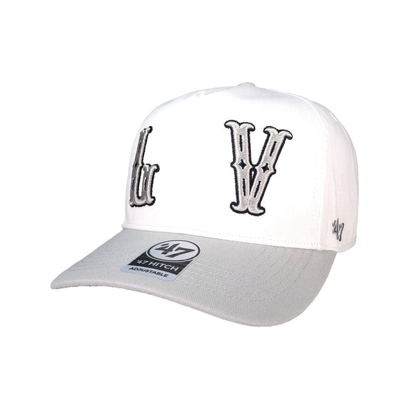 Las Vegas Reyes de Plata '47 Brand LV Double Header Script White/Gray Hitch Snapback Hat