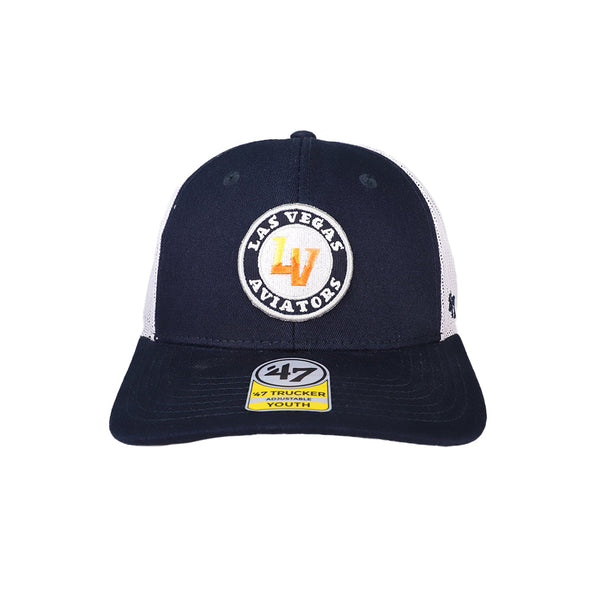 Kids' Las Vegas Aviators '47 Brand LV Circle Navy/White Pop Up Trucker Snapback Hat