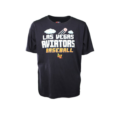 Kids' Las Vegas Aviators New Era LVA Baseball 8-Bit Navy Short Sleeve T-Shirt