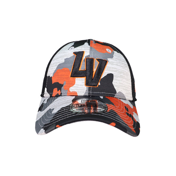 Las Vegas Aviators New Era LV Camo Orange/Black Neo 39THIRTY Stretch Fit Hat