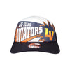 Kids' Las Vegas Aviators New Era LV Comic Burst White/Navy 9FORTY A-Frame Trucker Snapback Hat