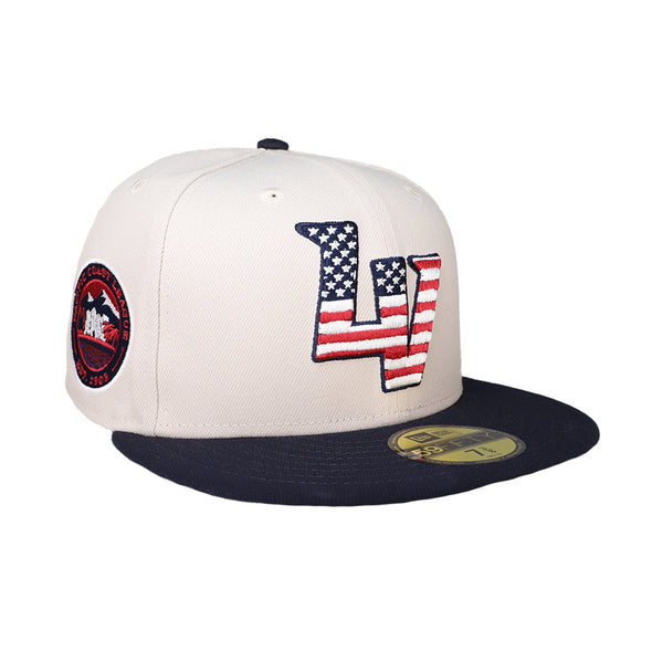 Las Vegas Aviators New Era On-Field 2024 4th of July LV Stone/Blue 59FIFTY Fitted Hat