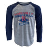 Nashville Sounds Retro Brand Long Sleeve Tri-Blend Navy Raglan Tee