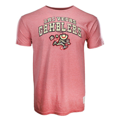 Las Vegas Gamblers Retro Brand Theme Night Collection Gamblers Wordmark Mock Twist Heather Red Short Sleeve T-Shirt
