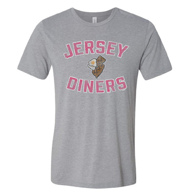 Somerset Patriots Adult Jersey Diners State & Eggs Athletic Grey Premium Tri-blend Goosneck Tee