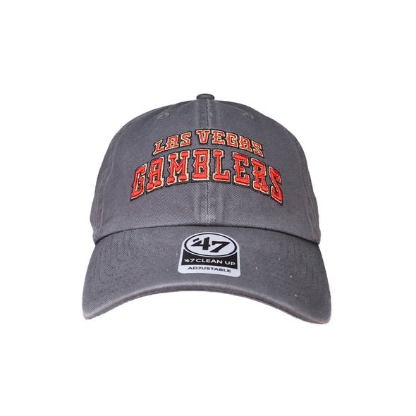 Las Vegas Gamblers '47 Brand Theme Night Collection Wordmark Charcoal Clean Up Strapback Hat