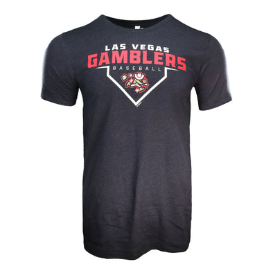 Men's Las Vegas Gamblers Bella + Canvas Theme Night Collection Gamblers Baseball Plate Heather Black Tri-Blend Short Sleeve T-Shirt