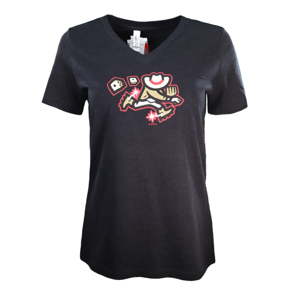 Women's Las Vegas Gamblers Bella + Canvas Theme Night Collection Gambler Heather Black Relaxed Short Sleeve V-Neck Tee