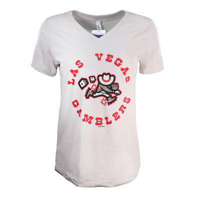 Women's Las Vegas Gamblers Bella + Canvas Theme Night Collection Gamblers Circle Heather Dust Relaxed Short Sleeve V-Neck Tee