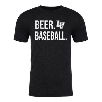 Men's Las Vegas Aviators 108 Stitches LV Beer Baseball Black Tri-Blend Short Sleeve T-Shirt