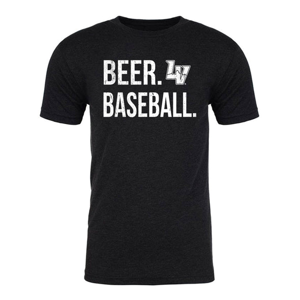 Men's Las Vegas Aviators 108 Stitches LV Beer Baseball Black Tri-Blend Short Sleeve T-Shirt