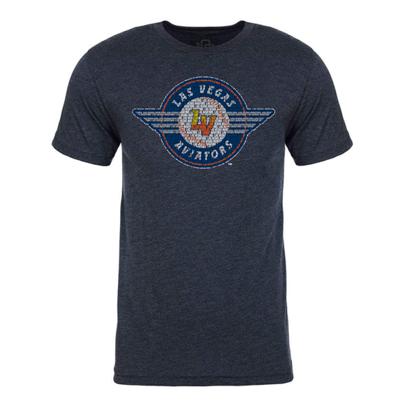 Men's Las Vegas Aviators 108 Stitches Primary Logo Spelled Out Navy Tri-Blend Short Sleeve T-Shirt