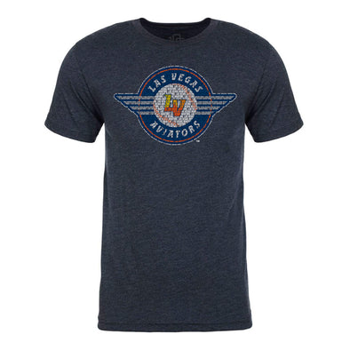 Men's Las Vegas Aviators 108 Stitches Primary Logo Spelled Out Navy Tri-Blend Short Sleeve T-Shirt