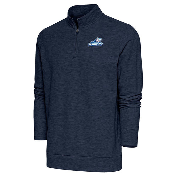 West Michigan Whitecaps Antigua Heathered Navy 1/4 Zip Pullover